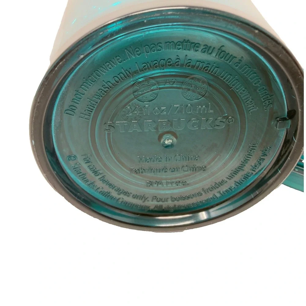 Starbucks Rare Teal Floral Embossed‎ Cold Cup 24oz Reusable Tumbler 2021